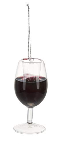 Ganz Faux Wine Merlot Glass Ornament - Holiday Decor, Liquid Filled, 4 Inch