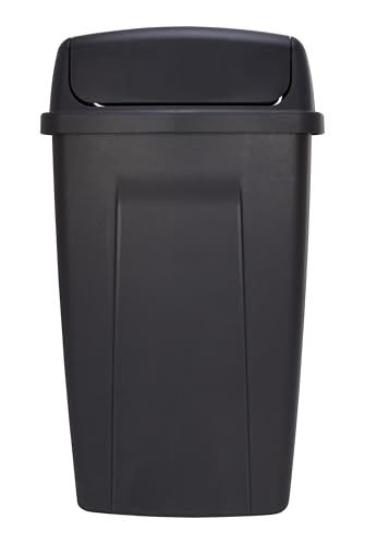 13 Gallon Plastic Trash Can with Swing Top Lid - Kitchen Waste Bin
