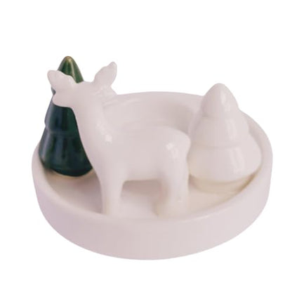 Ceramic Christmas Elk Candle Holder Table Centerpiece Holiday Decor
