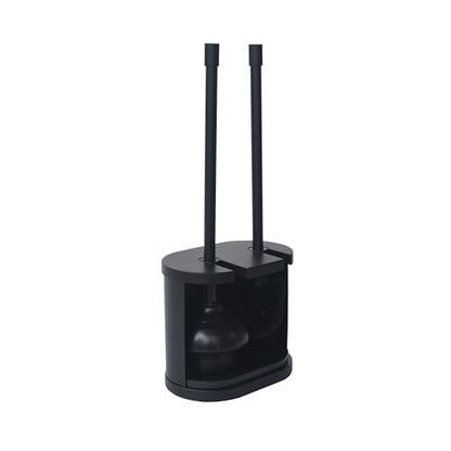 Black Toilet Bowl Brush and Plunger Set with Holder - Open Back Design