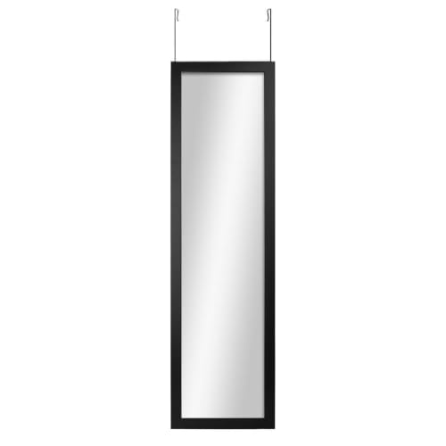 Black Over-The-Door Full Length Mirror - 14 x 50 Inch Wall Mount Decor