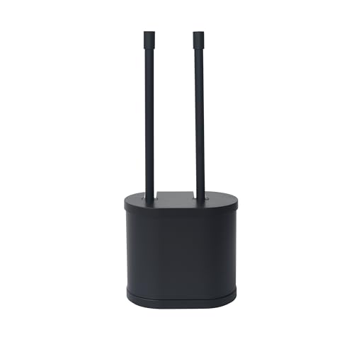 Black Toilet Bowl Brush and Plunger Set with Holder - Open Back Design