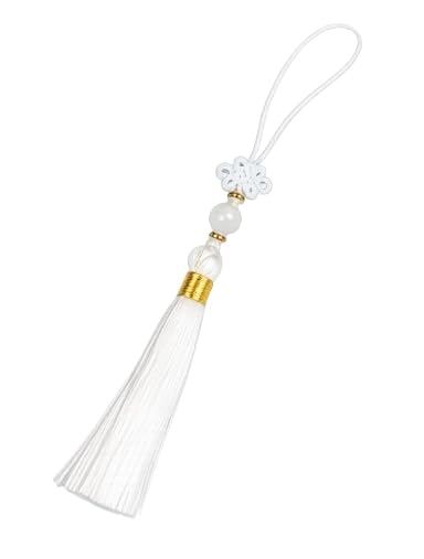 Korean Hanbok Norigae White Knot Tassel Charm Ornament for Bags & Decor