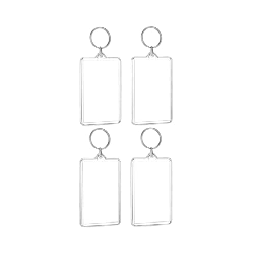 4Pcs Clear Plastic Photo Frame Keychains Rectangle Shapes for Photos