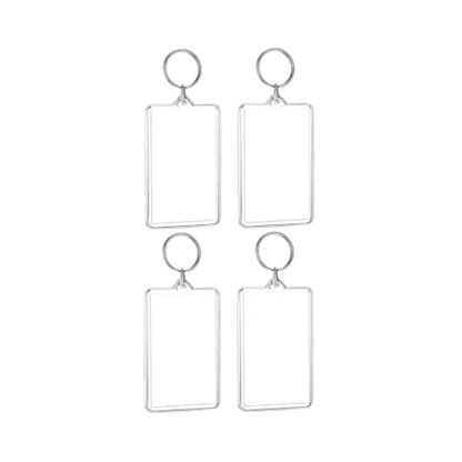 4Pcs Clear Plastic Photo Frame Keychains Rectangle Shapes for Photos