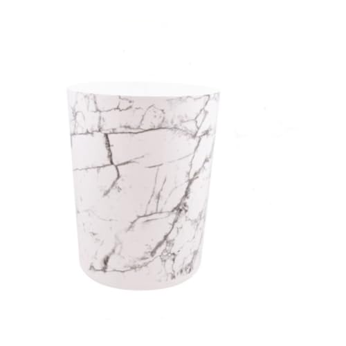5 Gallon Small Plastic Trash Can with No Lid - White Marble Design