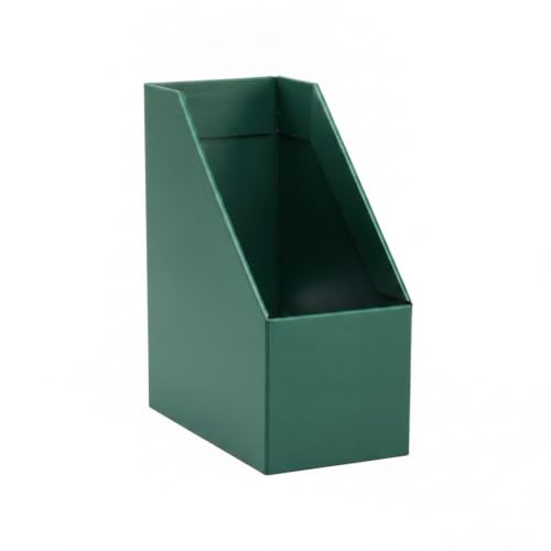 Vertical File Storage Box - Green, Upright Paper Magazine Organizer for Desk
