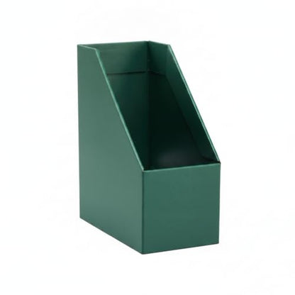 Vertical File Storage Box - Green, Upright Paper Magazine Organizer for Desk