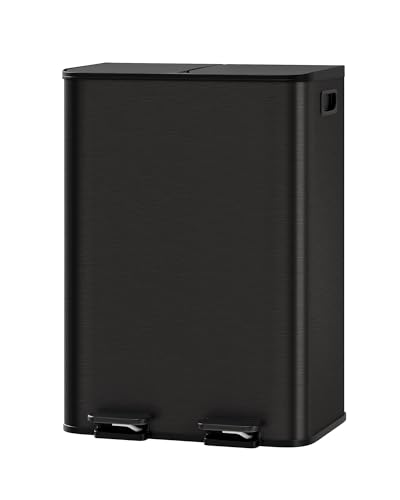 Matte Black Double Trash Can - 2 x 8 Gallon Kitchen Recycling Bin
