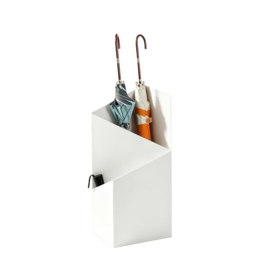 White Umbrella Stand with Removable Drip Tray, Iron Entryway Organizer