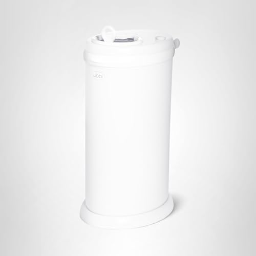 Ubbi Steel Diaper Pail, Odor Locking, No Special Bag Required, Award-Winning, Registry Must-Have, White