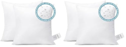 Outdoor Waterproof Throw Pillow Inserts Set of 2 - 18x18 Inch Fluffy Cushion Fillers
