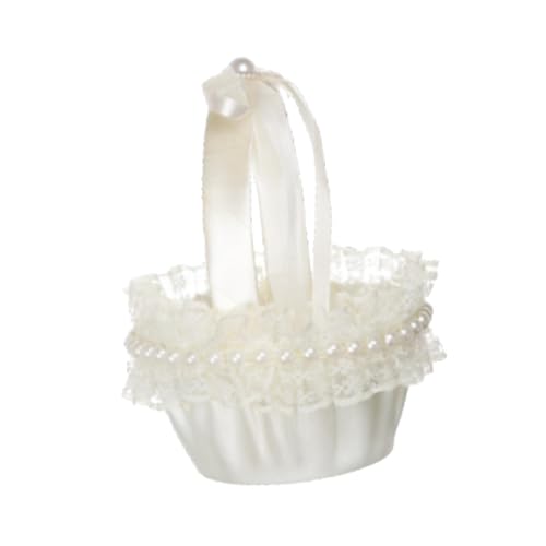 Wedding Satin Flower Girl Basket for Ceremony & Gift Holding - B