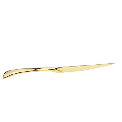Heavy Duty Stainless Steel Steak Knives Set of 6 - Gold Mirror Finish, Sharp & Elegant