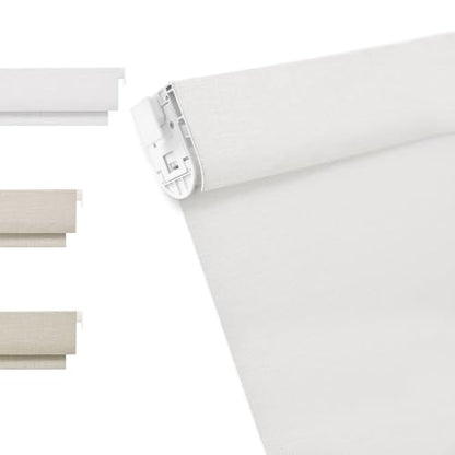 Blackout Window Shades Linen Texture Cordless Roller Blinds for Bedroom & Living Room
