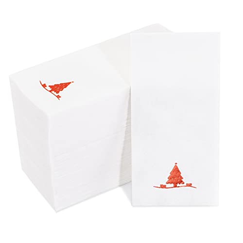 Christmas Red Paper Napkins 50 Pack Cloth-Like Disposable Napkins - Red