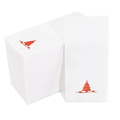 Christmas Red Paper Napkins 50 Pack Cloth-Like Disposable Napkins - Red