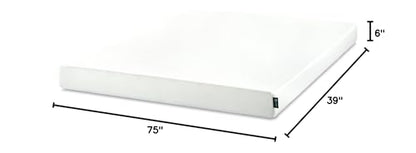 Zinus 6 Inch Green Tea Memory Foam Mattress, Twin, Fiberglass Free, Patented Custom Contour Support, Sturdy Base Foam, CertiPUR-US Certified, Mattress in A Box, White