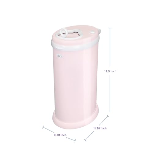 Ubbi Steel Diaper Pail, Odor Locking, No Special Bag Required, Award-Winning, Registry Must-Have, Blush Pink