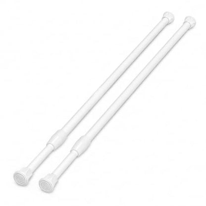 White Small Tension Curtain Rod 15.5-27.5 Inches - Non-Slip Spring Tension Rods