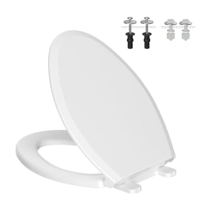 Elongated Toilet Seat with Cover Quiet Close - Heavy Duty, Soft Close, Easy Install