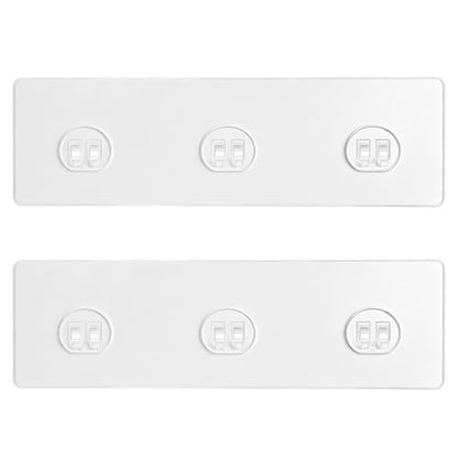 2 Pack Transparent Adhesive Shower Hooks for Replacement - No Drilling Bathroom Storage