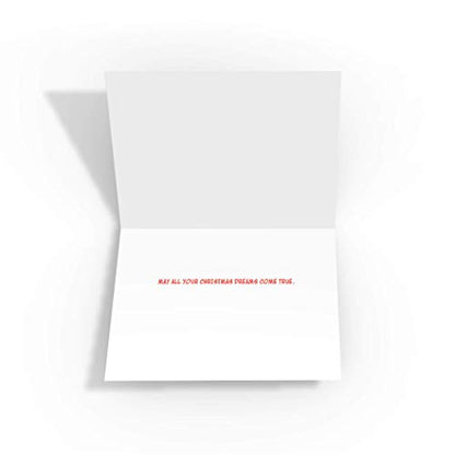 Bear in the River Christmas Card - Holiday Greeting Cards with Salmon & Santa Hat - 18 Pack - Standard Variation