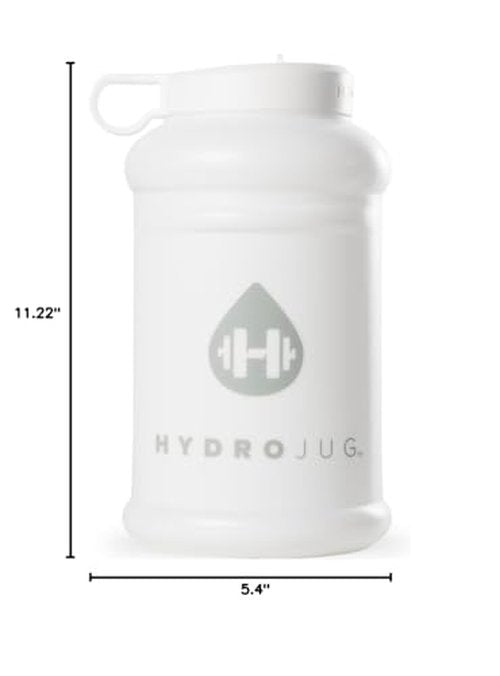 HydroJug Half Gallon Water Bottle 73oz - Refillable, Reusable Jug With Carry Handle - Leakproof Guarantee - Great For On-The-Go Hydration - Dishwasher Safe, BPA Free, White (Pro Jug V2)