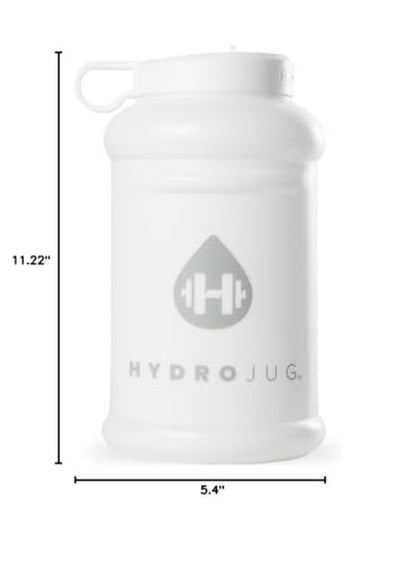 HydroJug Half Gallon Water Bottle 73oz - Refillable, Reusable Jug With Carry Handle - Leakproof Guarantee - Great For On-The-Go Hydration - Dishwasher Safe, BPA Free, White (Pro Jug V2)