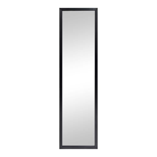 Over The Door Full Length Mirror - Black, Slim Rectangular Wall Mirror for Bedroom & Dorm