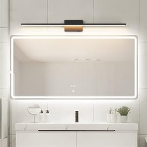 Ralbay 5 Color Temperature Dimmable Black Bathroom Vanity Light Bar 40inch 30W Acrylic LED Modern Matte Black Bathroom Wall Lighting Fixtures Over Mirror