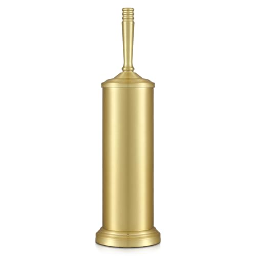 Toilet Brush and Holder Set - Brushed Gold, Splash Resistant Deep Cleaning