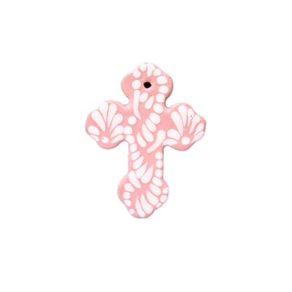 Mini Talavera Cross Wall Decor - Hand-Painted Mexican Ceramic Cross Pink