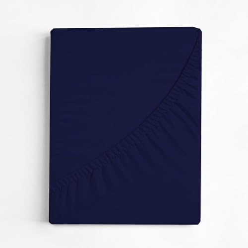 Queen Fitted Sheet 100% Egyptian Cotton Navy Blue 28-30 Inch Deep Pocket - Adarsheets