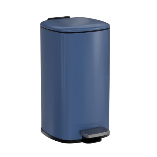 Garvee 2.4 Gallon Slim Bathroom Trash Can with Lid - Navy Blue