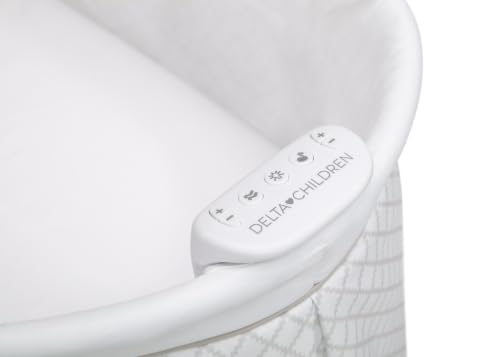 Baby Bassinet Bedside Sleeper with Vibration and Mesh Sides – Grey Lattice