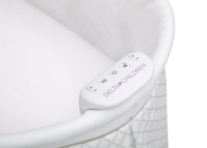 Baby Bassinet Bedside Sleeper with Vibration and Mesh Sides – Grey Lattice