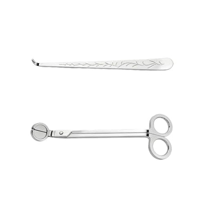 Candle Wick Trimmer & Snuffer Set - Silver Copper Nickel Plated, Rust-Resistant, 7.28 Inch