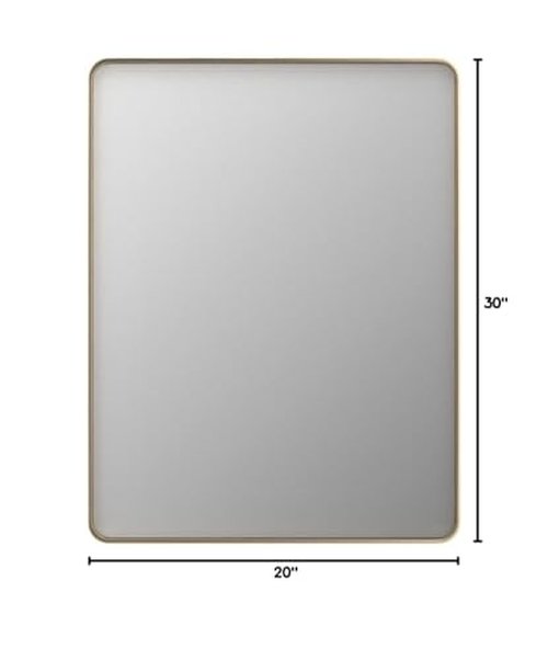 LOAAO 20”X30” Gold Bathroom Mirror, Rounded Rectangle Gold Frame Mirror, Brushed Gold Bathroom Vanity Mirror Wall-Mounted, Anti-Rust, Hangs Horizontally or Vertically