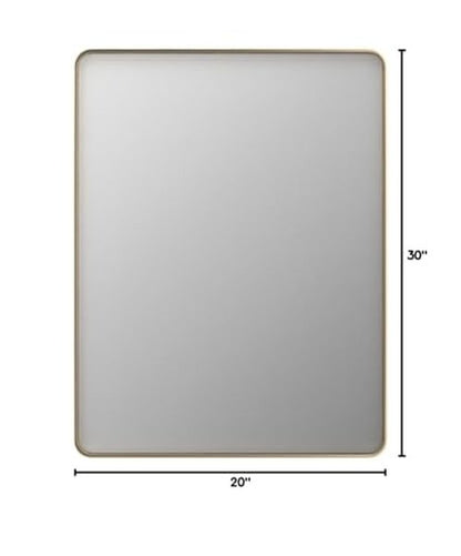 LOAAO 20”X30” Gold Bathroom Mirror, Rounded Rectangle Gold Frame Mirror, Brushed Gold Bathroom Vanity Mirror Wall-Mounted, Anti-Rust, Hangs Horizontally or Vertically
