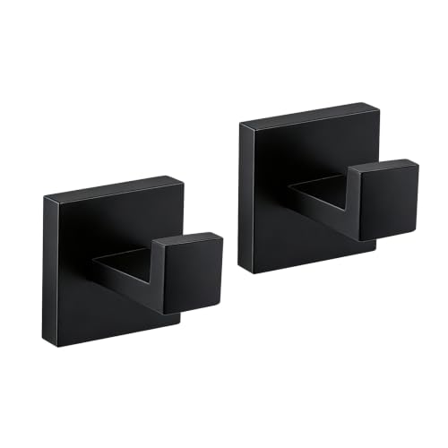 Matte Black 2-Piece Towel Hook Set Bathroom Robe Hooks Stainless Steel