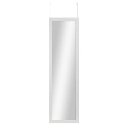 White Over Door Rectangular Mirror - 14.25 x 50.45 Inches, Modern Frame