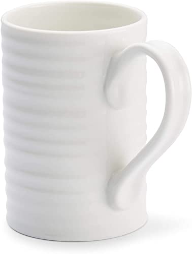 Portmeirion Sophie Conran Tall Mug Set of 4 - Solid White - 12 Oz Fine Porcelain Coffee & Tea Cups