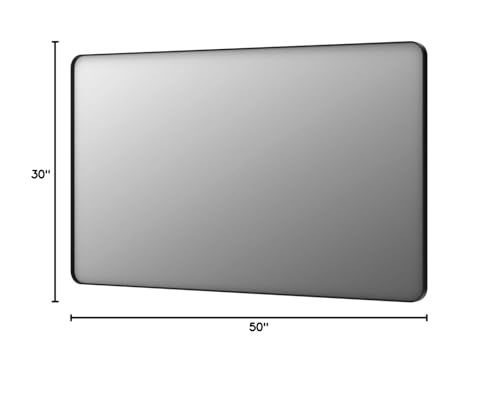 LOAAO 50X30 Inch Black Metal Framed Bathroom Mirror for Wall, Matte Black Bathroom Vanity Mirror Farmhouse, Large Rounded Rectangle Mirror, Anti-Rust, Tempered Glass, Hangs Horizontally or Vertically
