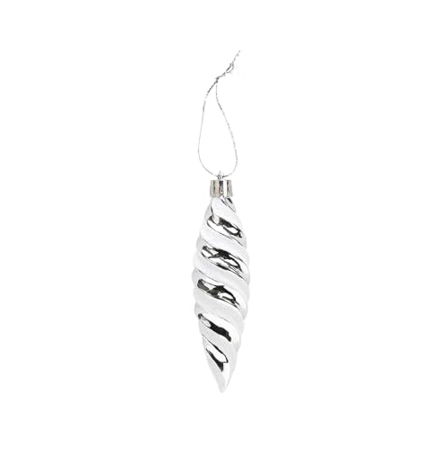 DAHI Silver Christmas Spiral Ornaments Set 12pcs Shatterproof Plastic Holiday Decor