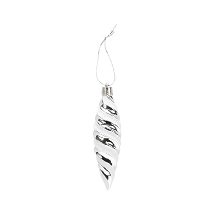 DAHI Silver Christmas Spiral Ornaments Set 12pcs Shatterproof Plastic Holiday Decor