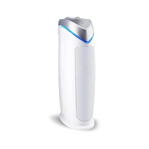 GermGuardian HEPA Air Purifier for Home, Large Rooms - 743 Sq. Ft. with HEPA Air Filter, UV-C Light & Odor Reduction, AC4825E, 22" Tower, Gray