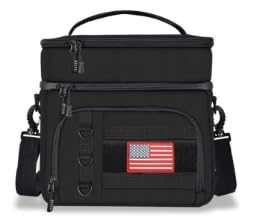 RalChyez Tactical Lunch Box for Men, Large Insulated Lunch Bag Expandable Double Deck Cooler Leakproof Waterproof Lunch Pail for Adult Women Work Office Shifts Picnic Travel Black