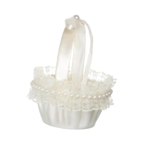 Wedding Satin Flower Girl Basket for Ceremony & Gift Holding - B