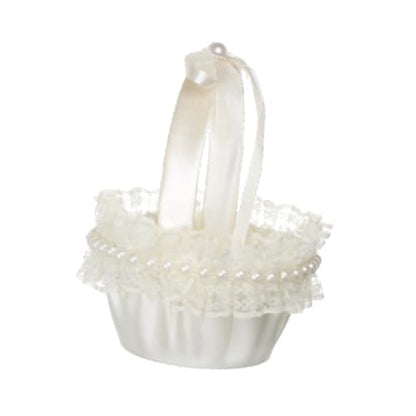 Wedding Satin Flower Girl Basket for Ceremony & Gift Holding - B